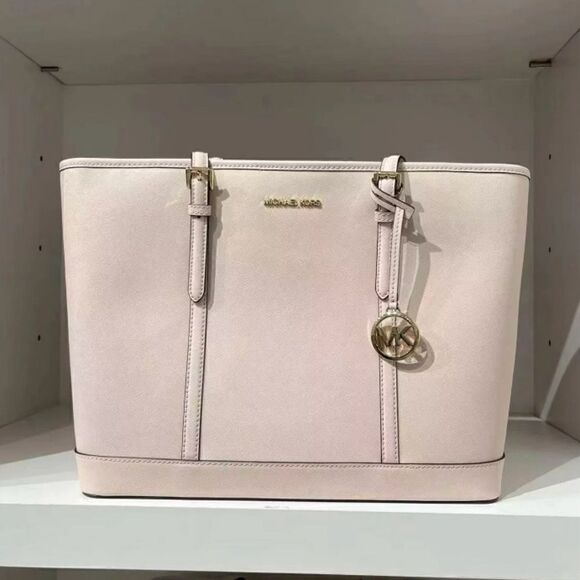 Michael Kors Jet Set Travel Large Saffiano Powder Blush Leather Tote Bag New - Picture 4 of 8